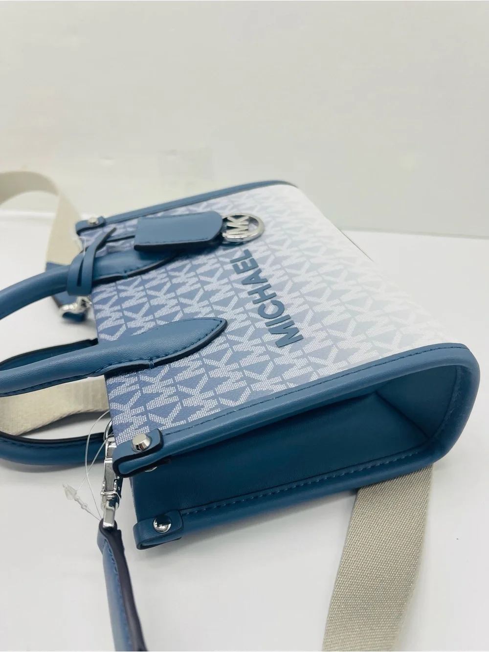 Michael Kors Mirella Extra-Sm Ombré Logo Crossbody XBODY Shopper Bag Denim  NWT
